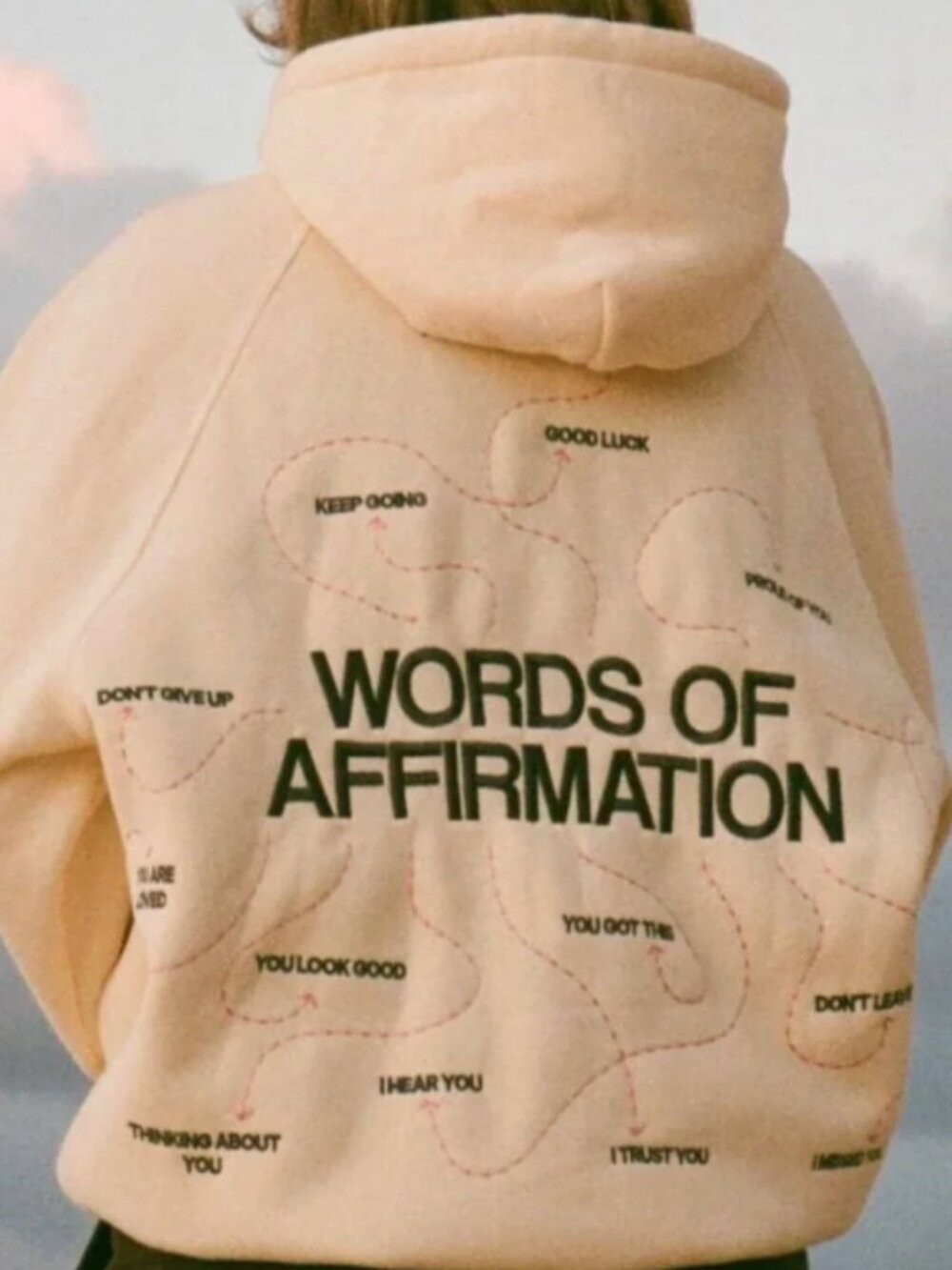 Dandy Worldwide Words of Affirmation Ivory Hoodie Sweatshirt M